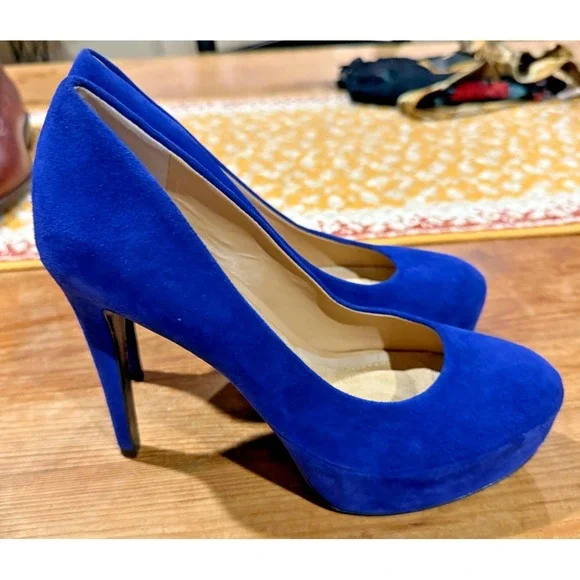 Diane Von Furstenberg Womens Blue Renee Suede‎ Pumps Size 7.5 $298.00